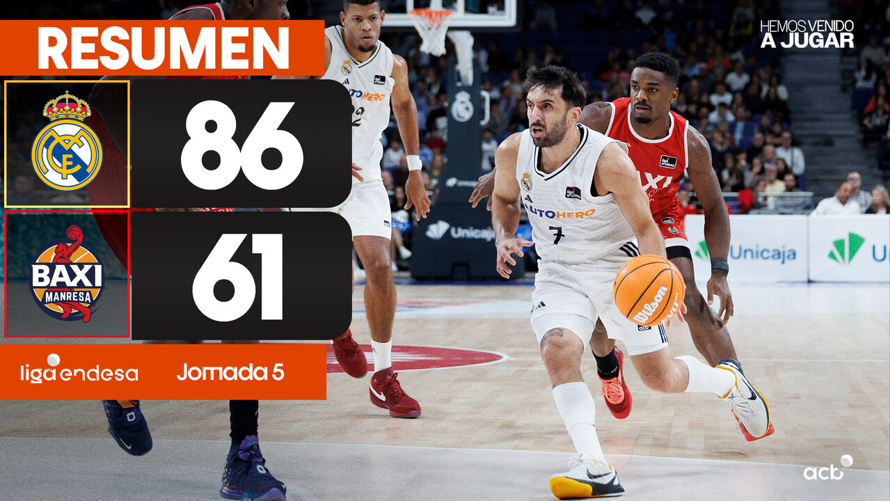 Resumen Real Madrid 86 - BAXI Manresa 61 (J5)