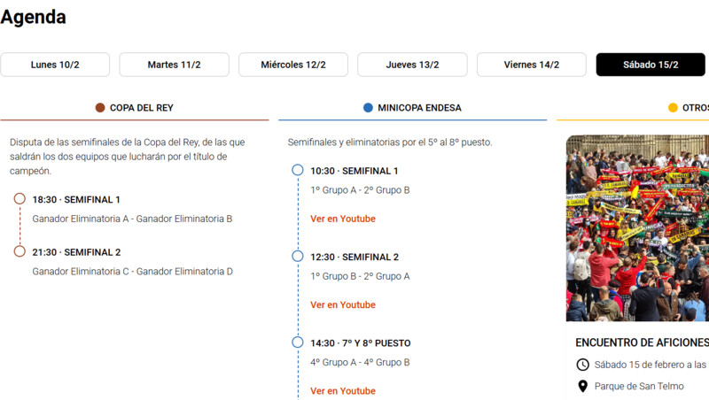 Consulta la agenda de la Copa del Rey