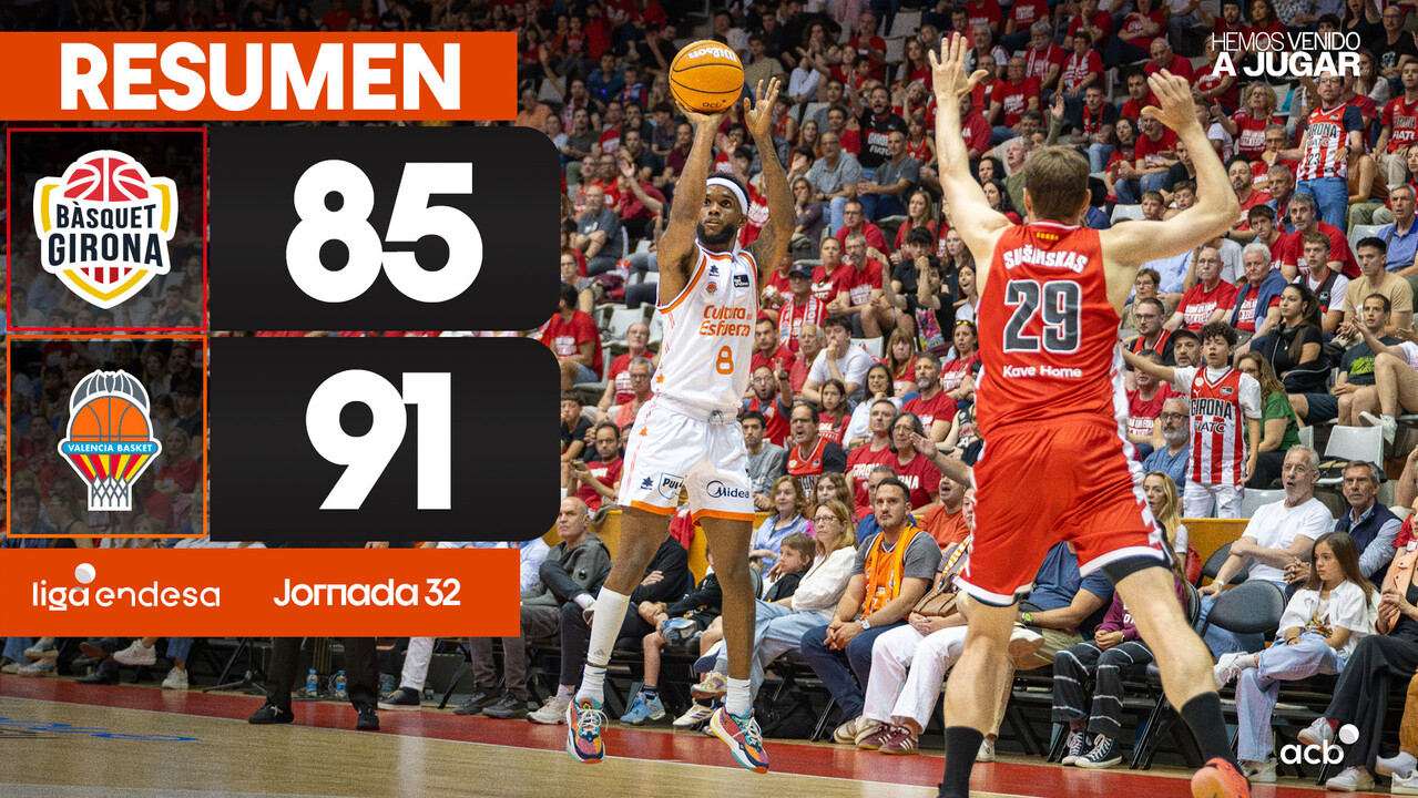 Resumen Bàsquet Girona 85 - Valencia Basket 91 (J32)