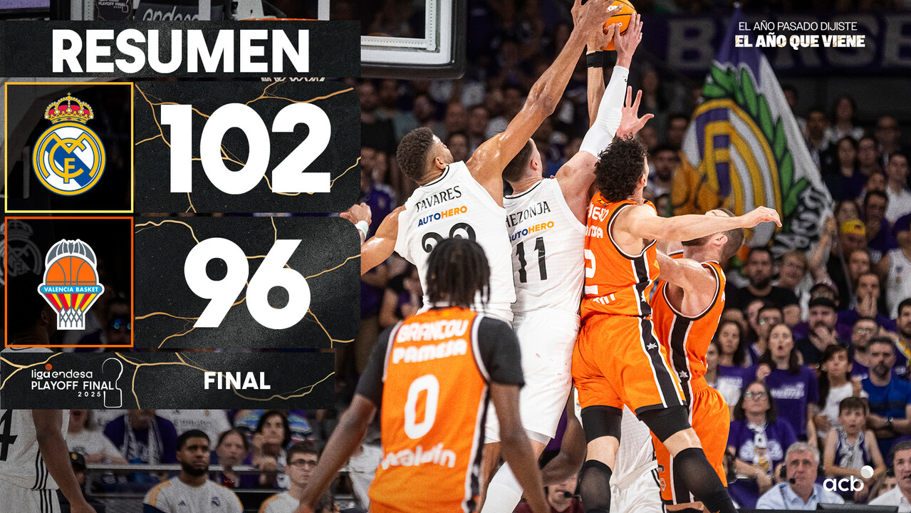 Resumen Real Madrid 102 - Valencia Basket 96 (2º Playoff Final)