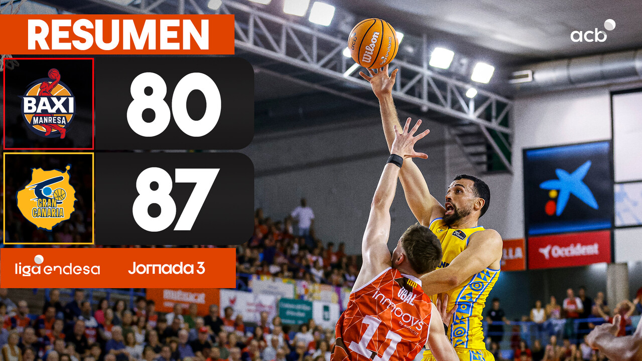 Resumen BAXI Manresa 80 - Dreamland Gran Canaria 87 (J3)