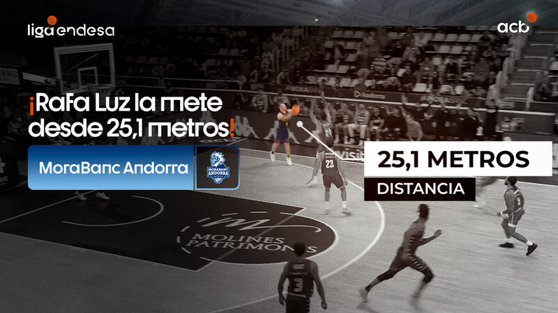 ¡Un triple desde 25,1 metros!