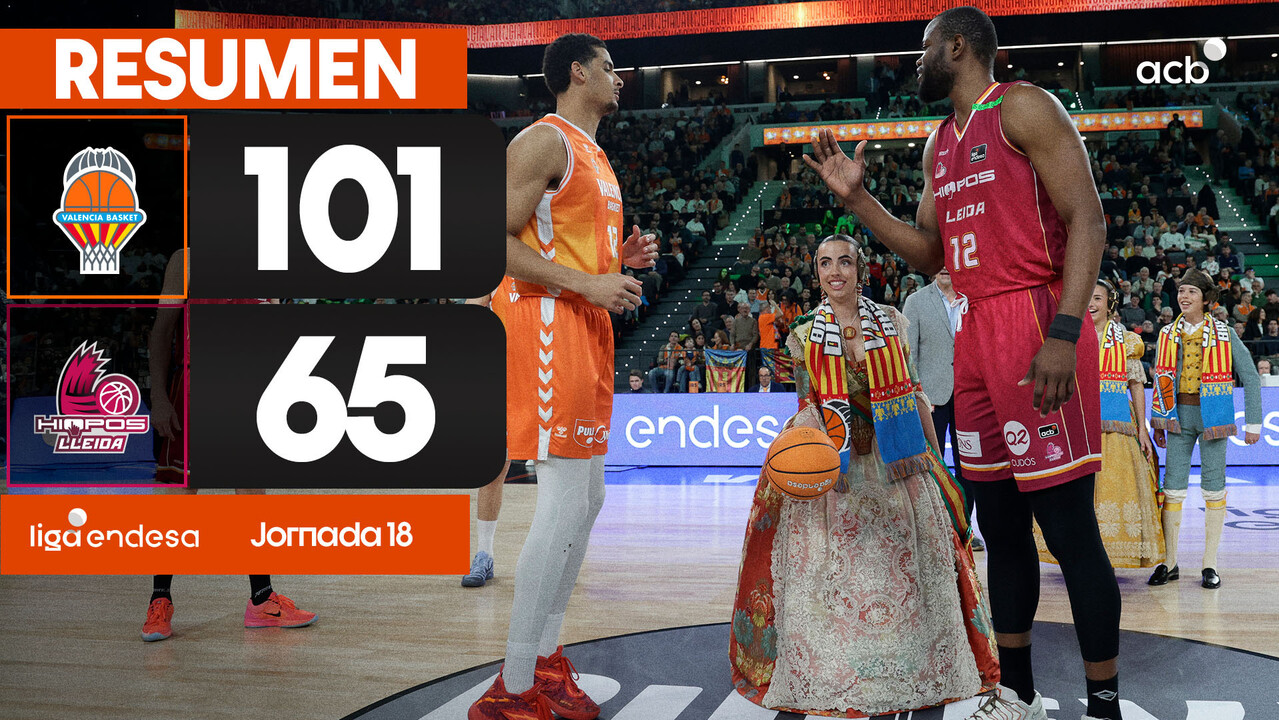Resumen Valencia Basket 101 - Hiopos Lleida 65 (J18)