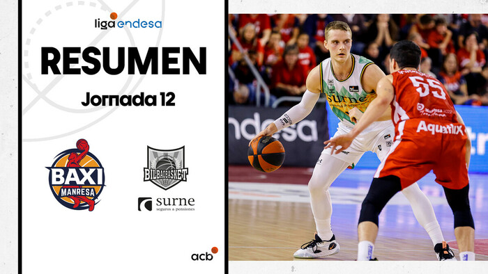 Resumen BAXI Manresa 76 - Surne Bilbao Basket 86 (J12)