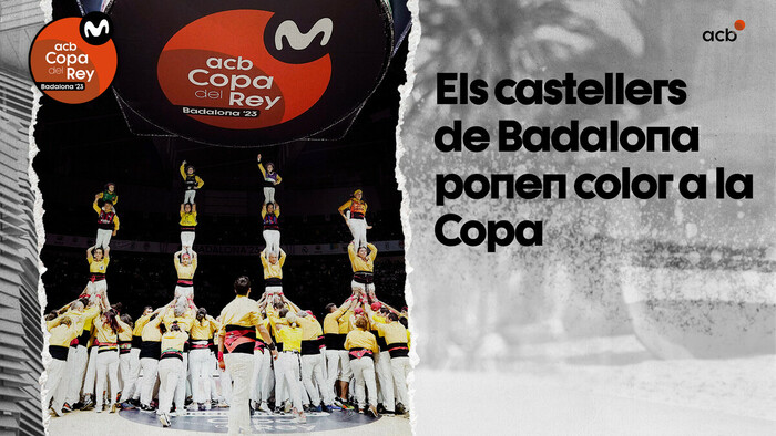 Los Castellers de Badalona ponen color a la Copa