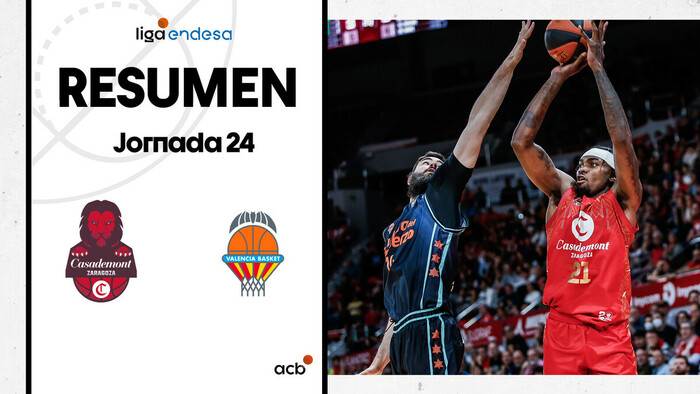 Resumen Casademont Zaragoza 86 - Valencia Basket 75 (J24)