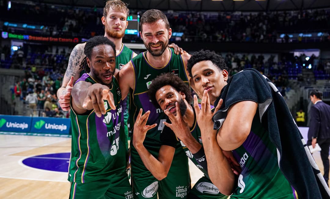 Celebración del Unicaja tras la victoria