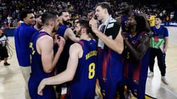 El Barça celebra el 1-0 en semis