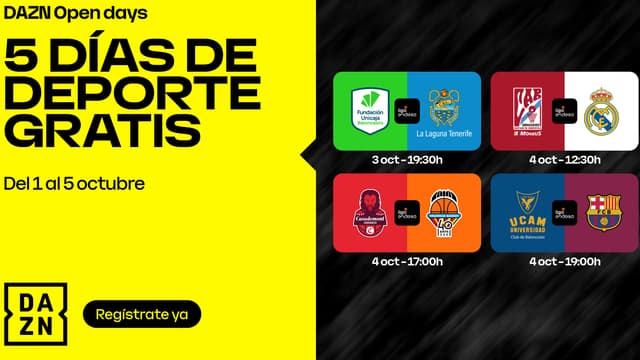 Cuatro partidos de la jornada 2 de Liga Endesa, gratis en DAZN