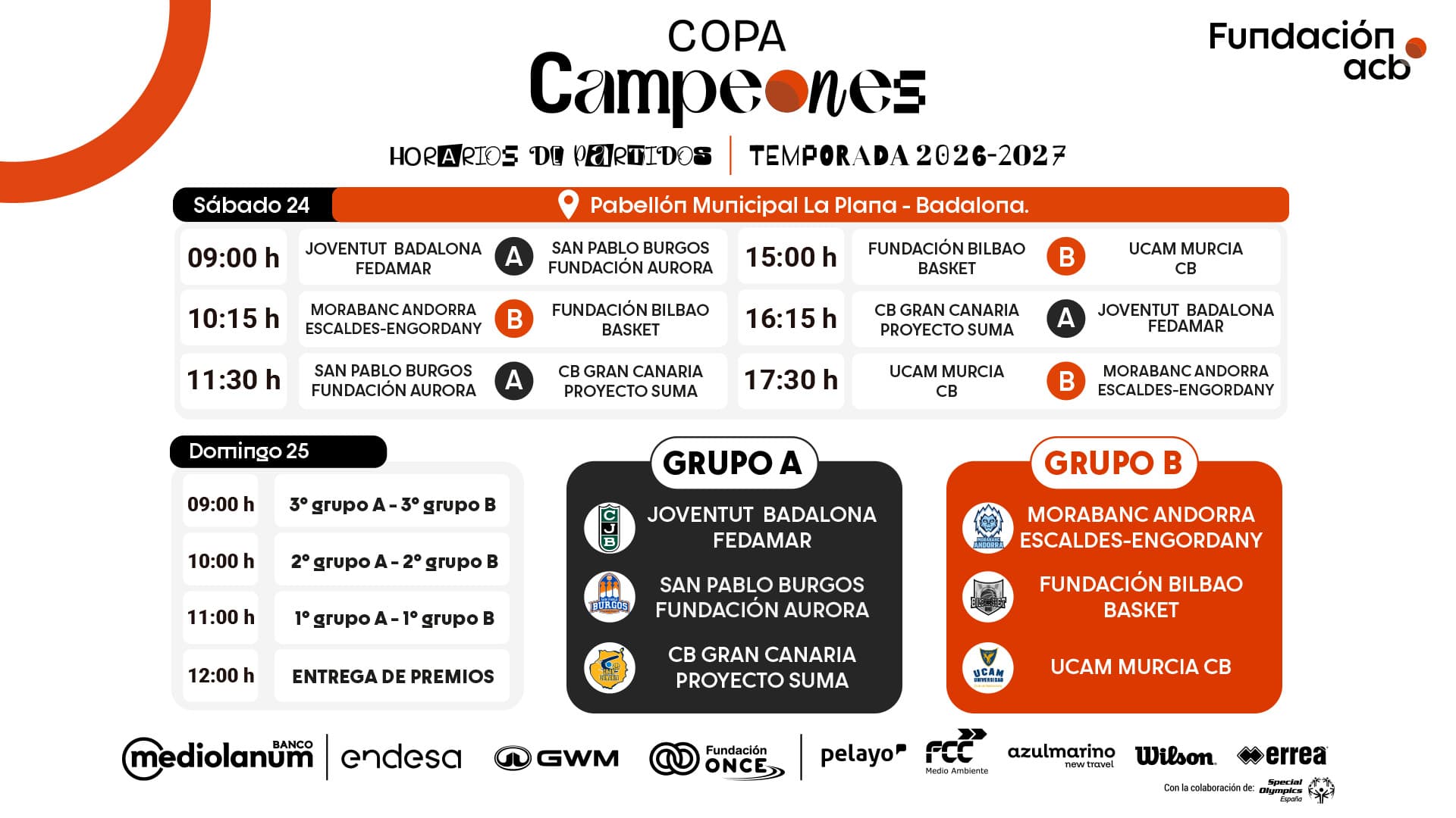Calendario 1ª Jornada Copa Campeones 2026-27