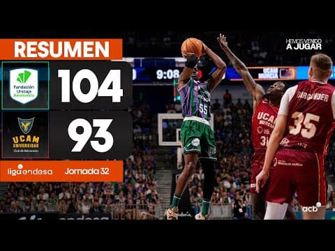 Resumen Unicaja 104 - UCAM Murcia 93 (J32)