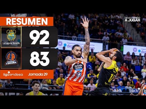 Resumen La Laguna Tenerife 92 - Leyma Coruña 83 (J29)