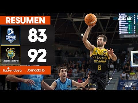 Resumen MoraBanc Andorra 83 - La Laguna Tenerife 92 (J13)