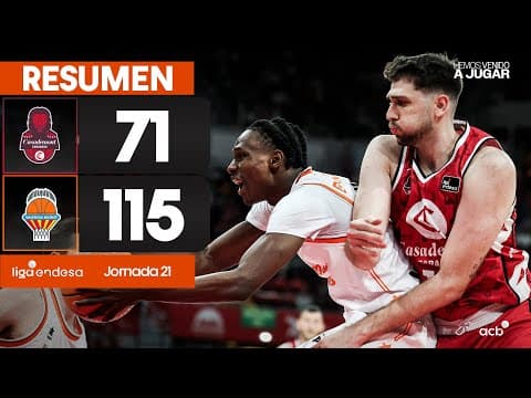 Resumen Casademont Zaragoza 71 - Valencia Basket 115 (J21)